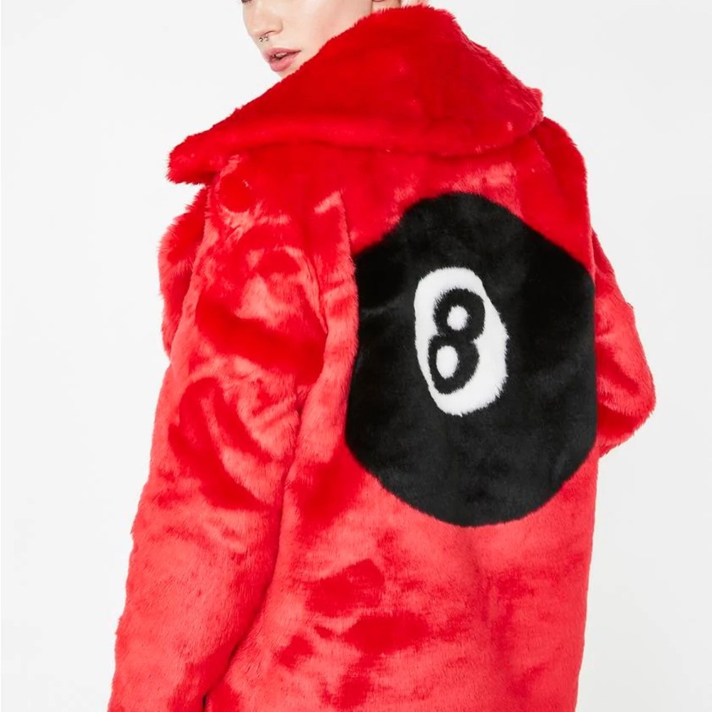 Current mood 8 ball fur jacket